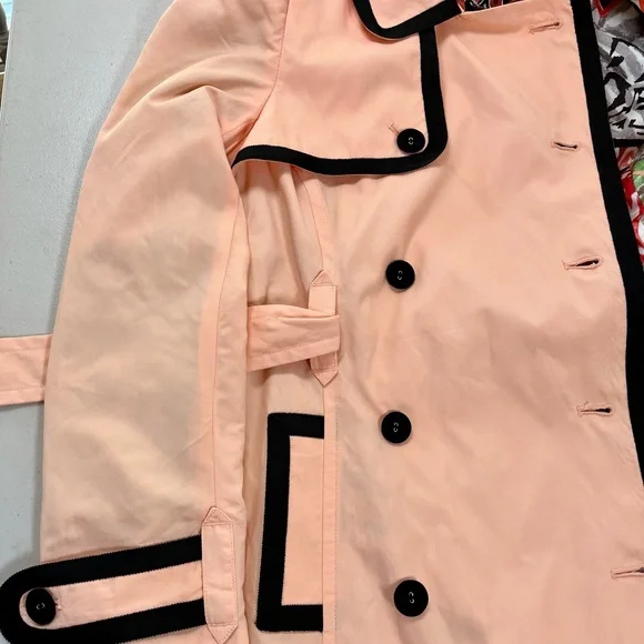 XXI twist Elegant Women's Double feasted Peach/black Trench Coat, M , NWT - Picture 10 of 17